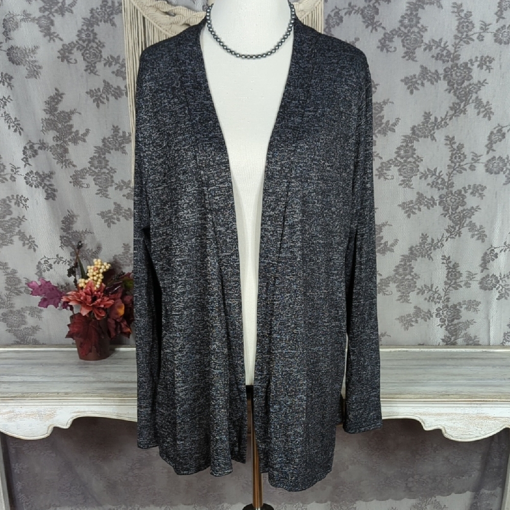 Espresso Black and Grey open front sweater cardigan